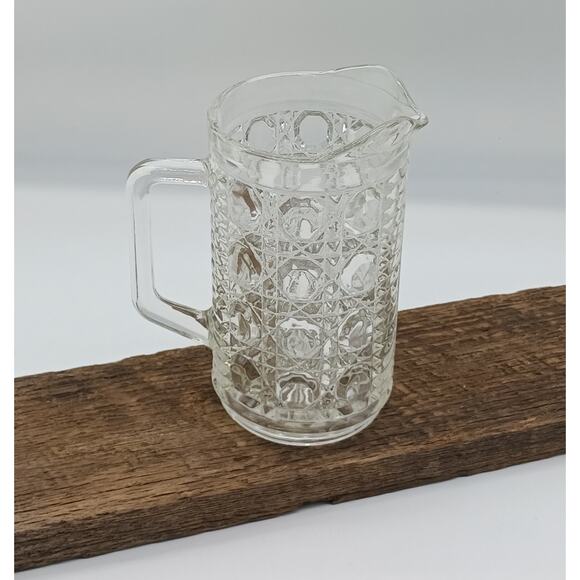 Vtg Cane & Button Pressed Glass Federal Windsor Pint Milk Juice Pitcher Clear9+ - Picture 4 of 5